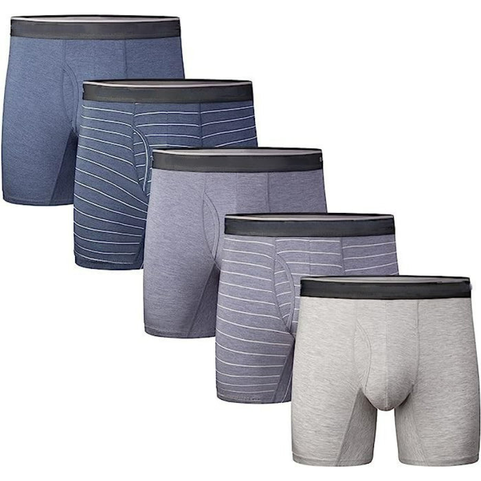 Set Of 5 Striped And Plain Elastic Band Underwear