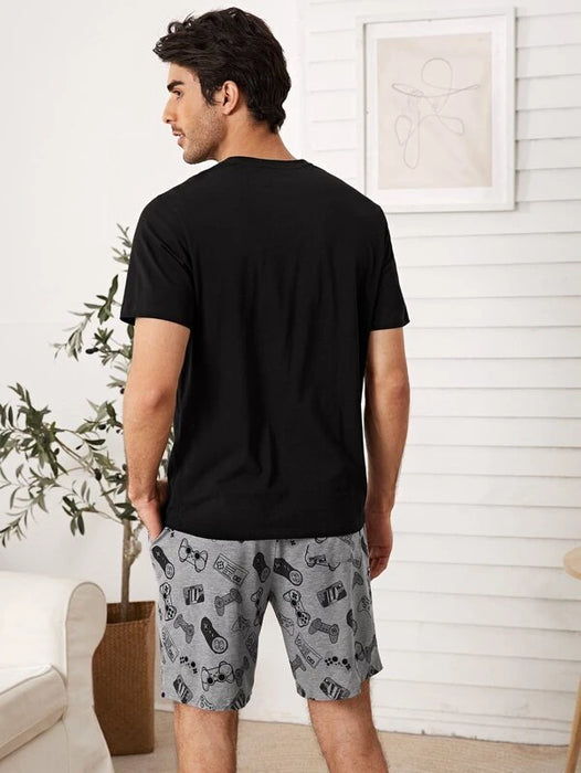 Graphic Pattern Print Pajamas Set