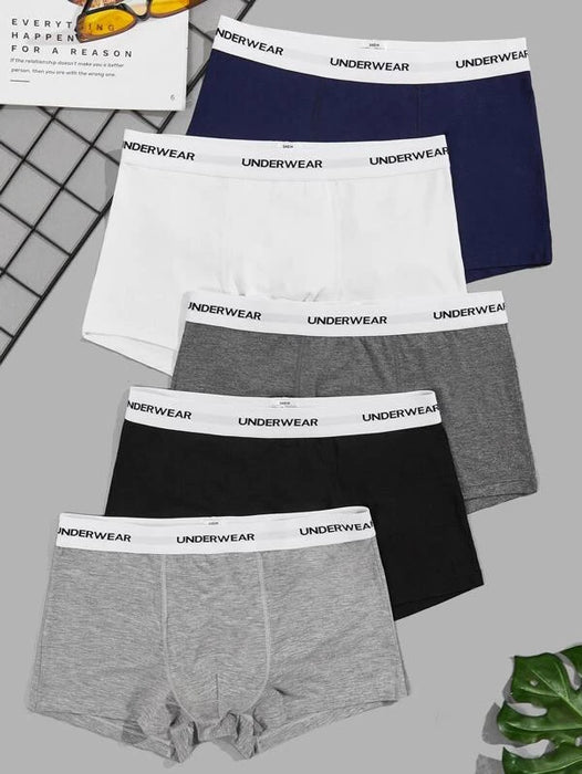 Pack Of 5 Stretchable Plain Boxer Briefs