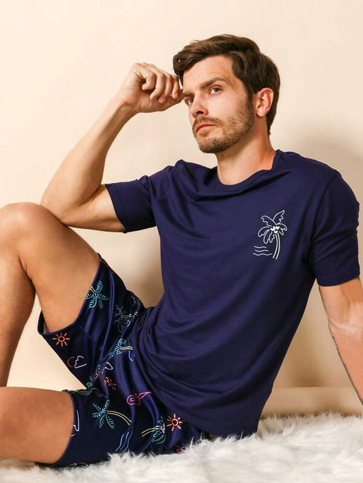 Tropical Printed Pajamas Set