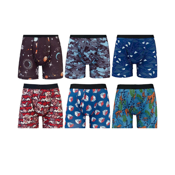 Print Pattern Boxer Briefs With Elastic Waistbands