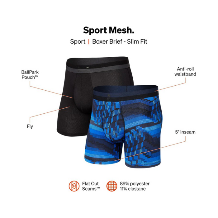 Pack Of 2 Printed And Solid Style Sports Mesh Boxer Briefs