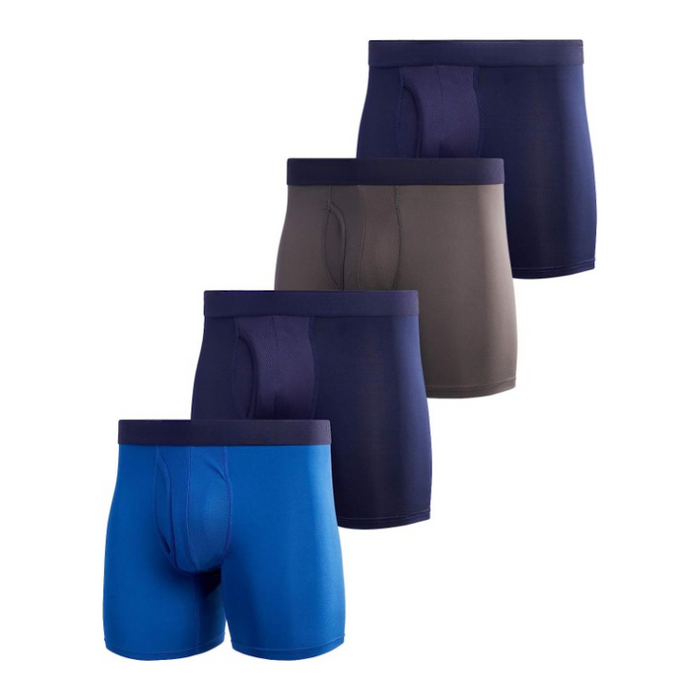 4 Pack Solid Performance Boxer Brief With Fly Pouch Set