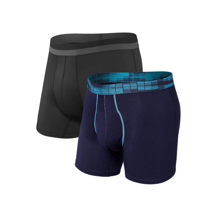 Solid 2 Piece Sports Mesh Boxer Brief Set