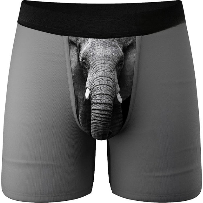 Elephant Printed Moisture Wicking Boxer Brief