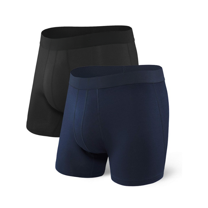 2 Pack Solid Style Sports Mesh Boxer Brief Set