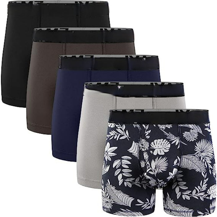 Pack Of 5 Plain With Printed Boxer Briefs Underwear