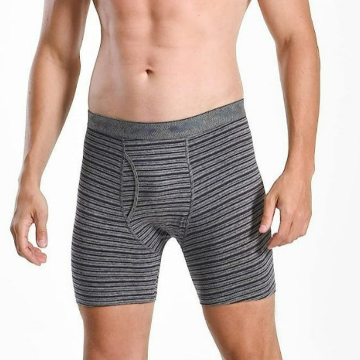 Striped And Plain Boxer Briefs In A Pack Of 6