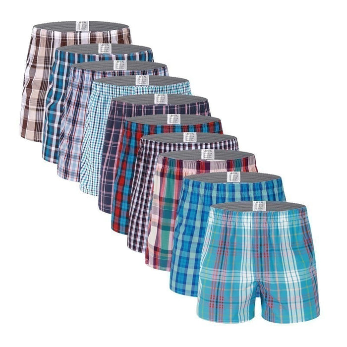 Plus Size Classic Plaid Men's Boxers 10 Pack