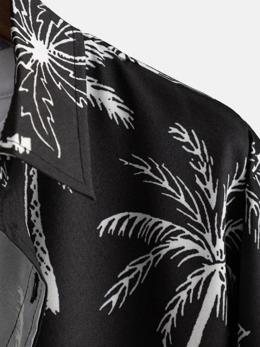 Palm Tropical Print Shirt And Shorts