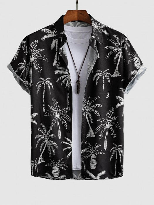 Palm Tropical Print Shirt And Shorts