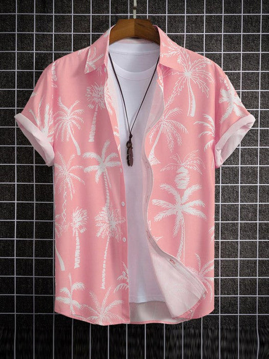 Palm Tropical Print Shirt And Shorts