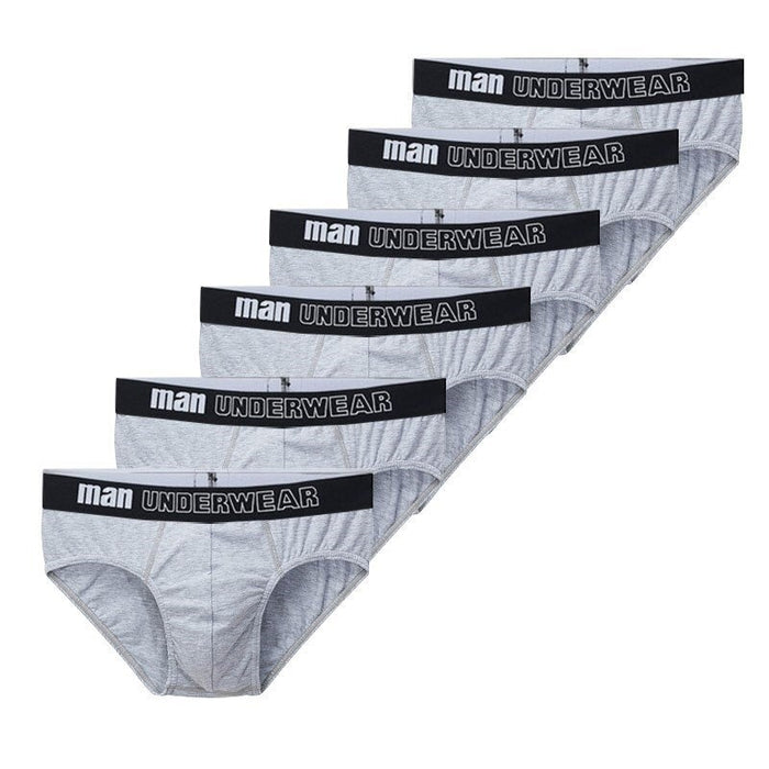 Cotton Solid Breathable Men's Underwear 6 Pack