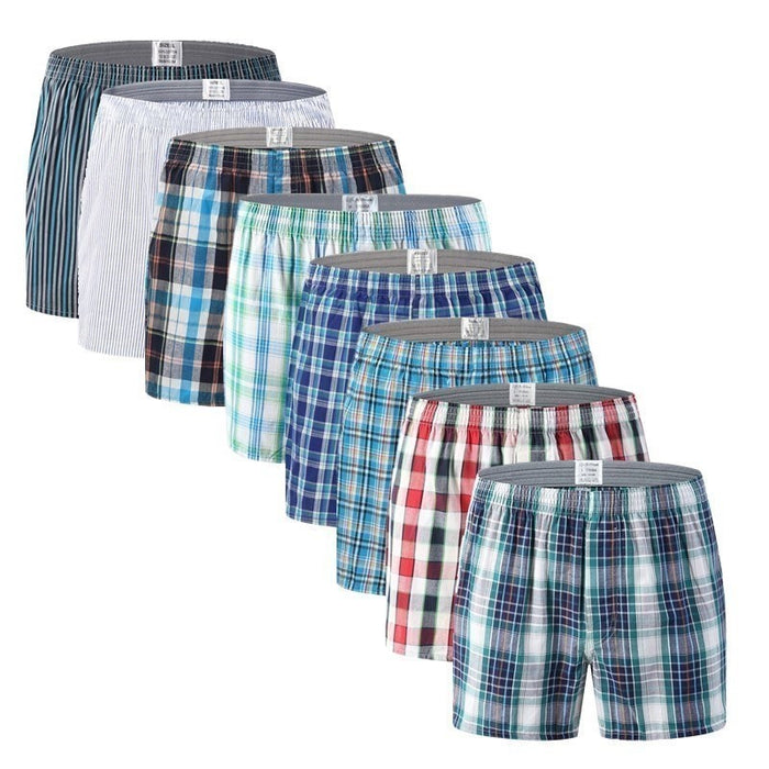 Men's Loose Stripe And Plaid Arrow Underwear 8 Pack